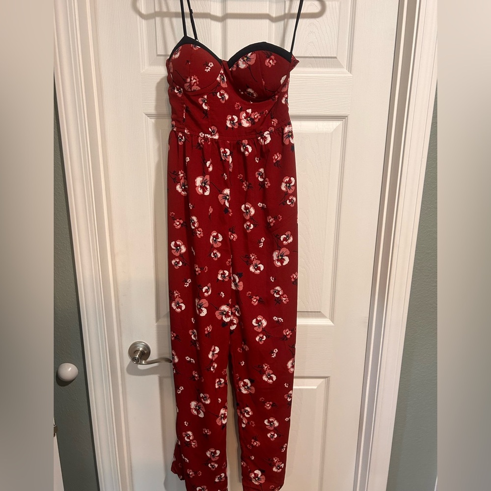 Floral Red Jumpsuit